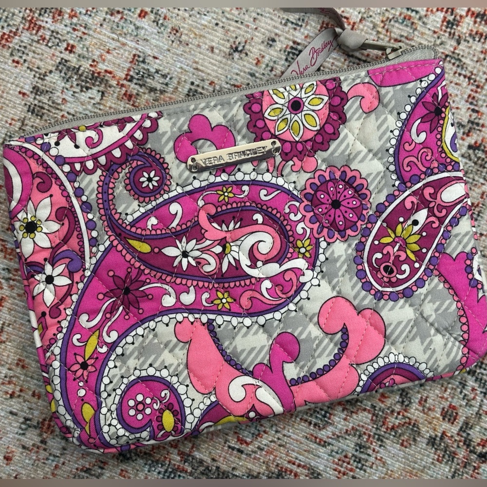 Vera Bradley Pink and Gray‎ Paisley Cosmetic Bag